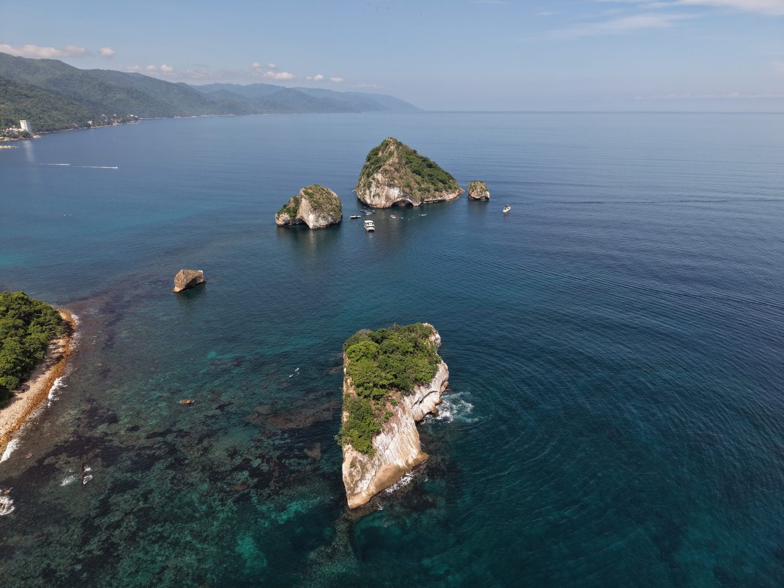 Aerial view of Mismaloya, Los Arcos and the southern coast of Puerto Vallarta