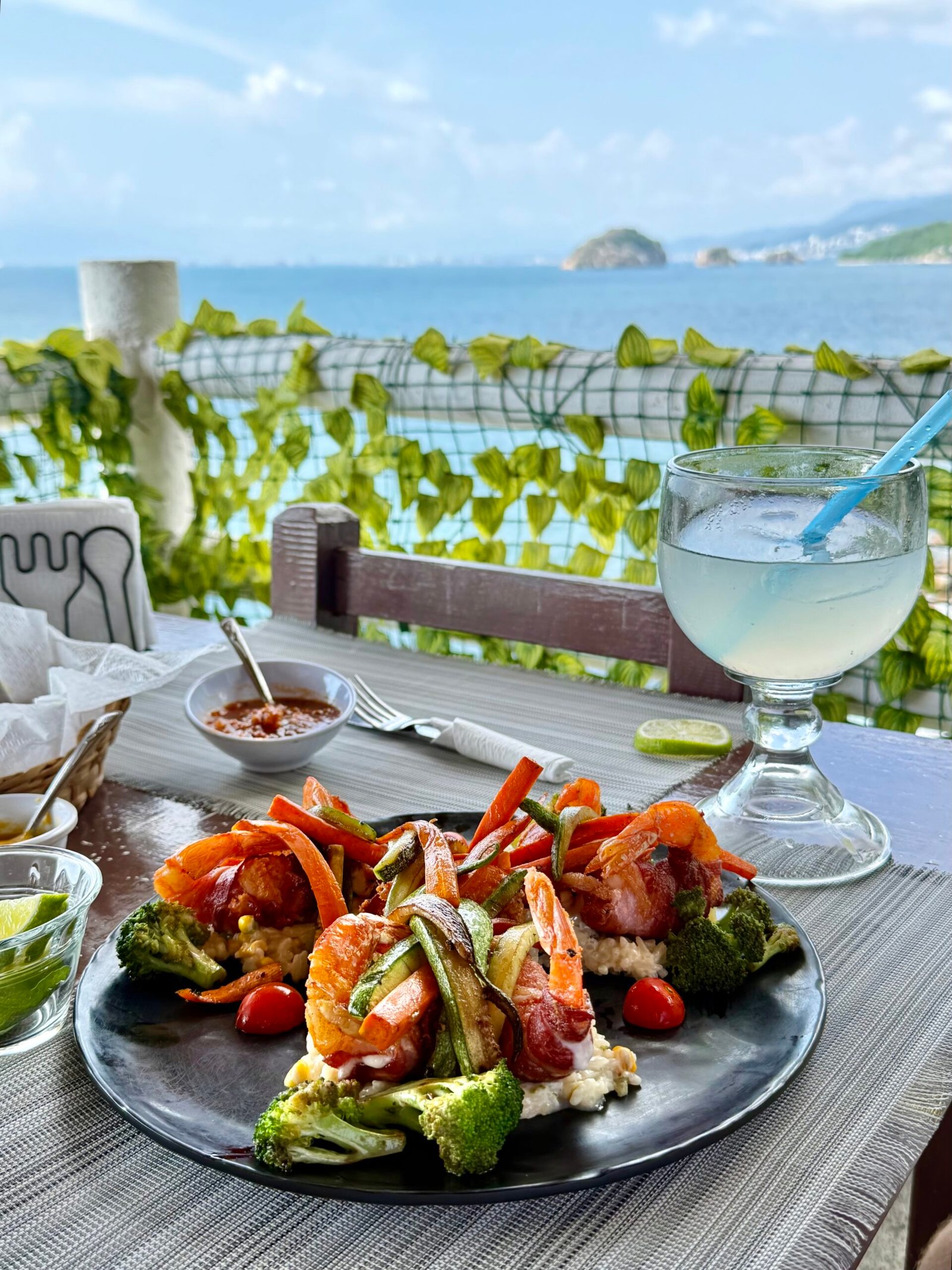 Fresh seafood at a beachfront restaurant in Mismaloya